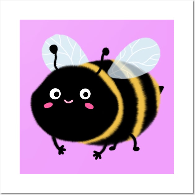 Happy Bumble Bee Wall Art by Doggomuffin 